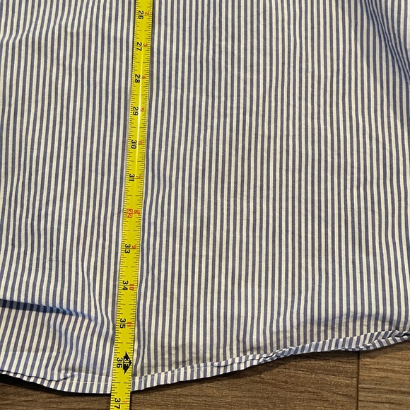 Kate Spade Blue and White Pinstriped Cotton Poplin Ruffle Sleeve Dress Size 6 - Picture 8 of 10